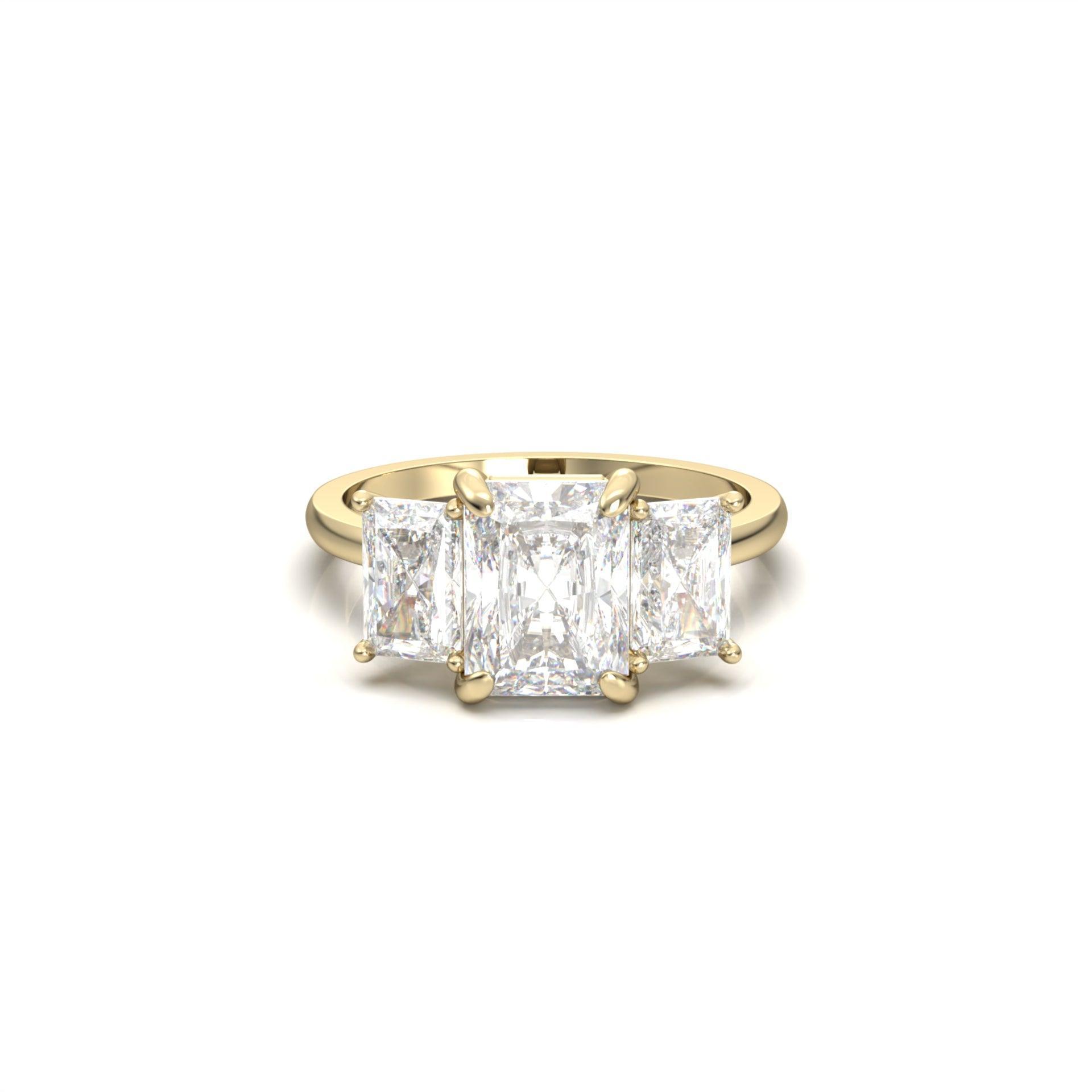 Radiant Trilogy Diamond Engagement Ring - Moissanite Engagement Rings
