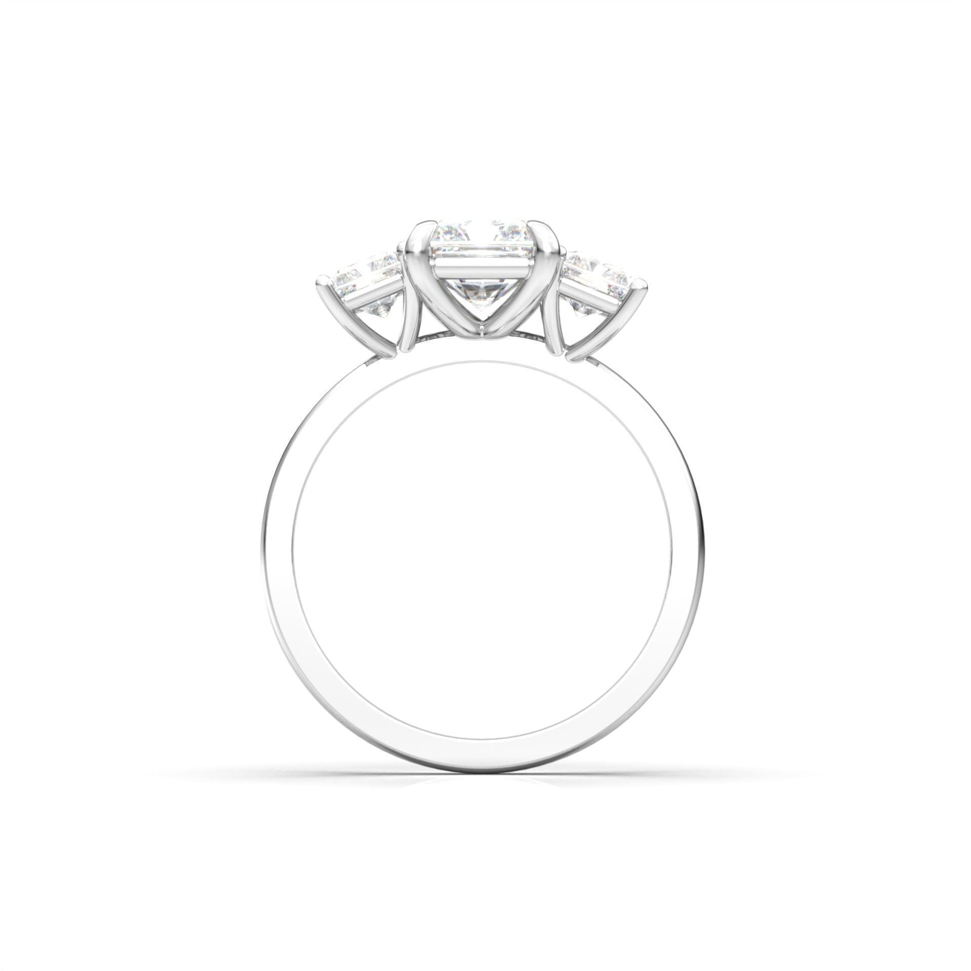Radiant Trilogy Diamond Engagement Ring - Moissanite Engagement Rings