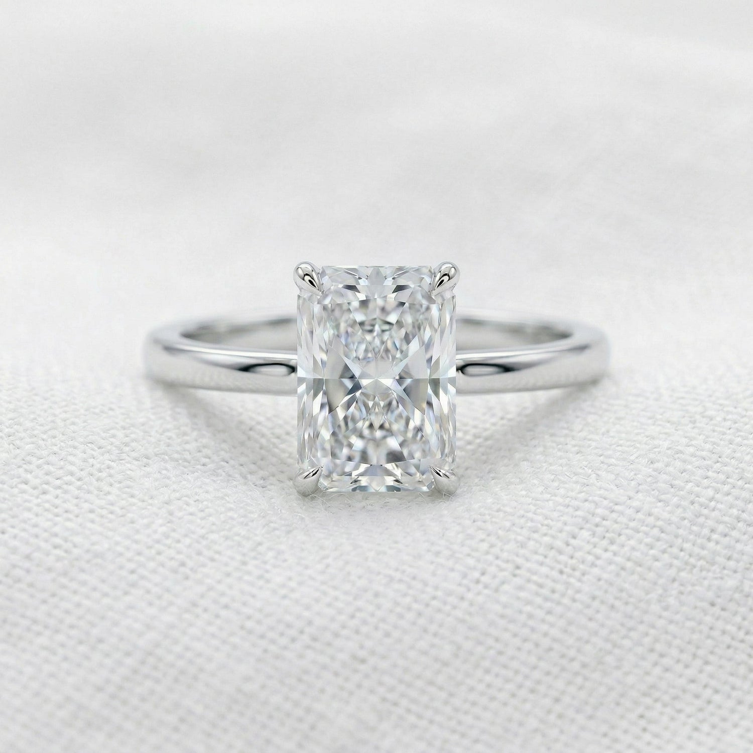 Radiant White Gold Solitaire Moissanite Engagement Ring - Moissanite Engagement Rings