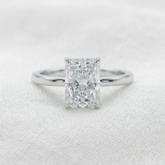 Radiant White Gold Solitaire Moissanite Engagement Ring - Moissanite Engagement Rings