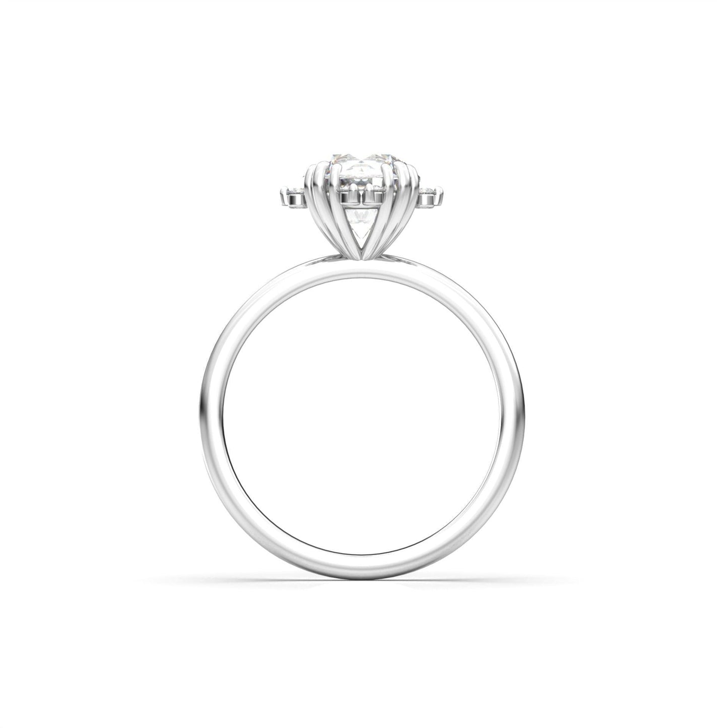 Round Accent Stones Diamond Engagement Ring - Moissanite Engagement Rings