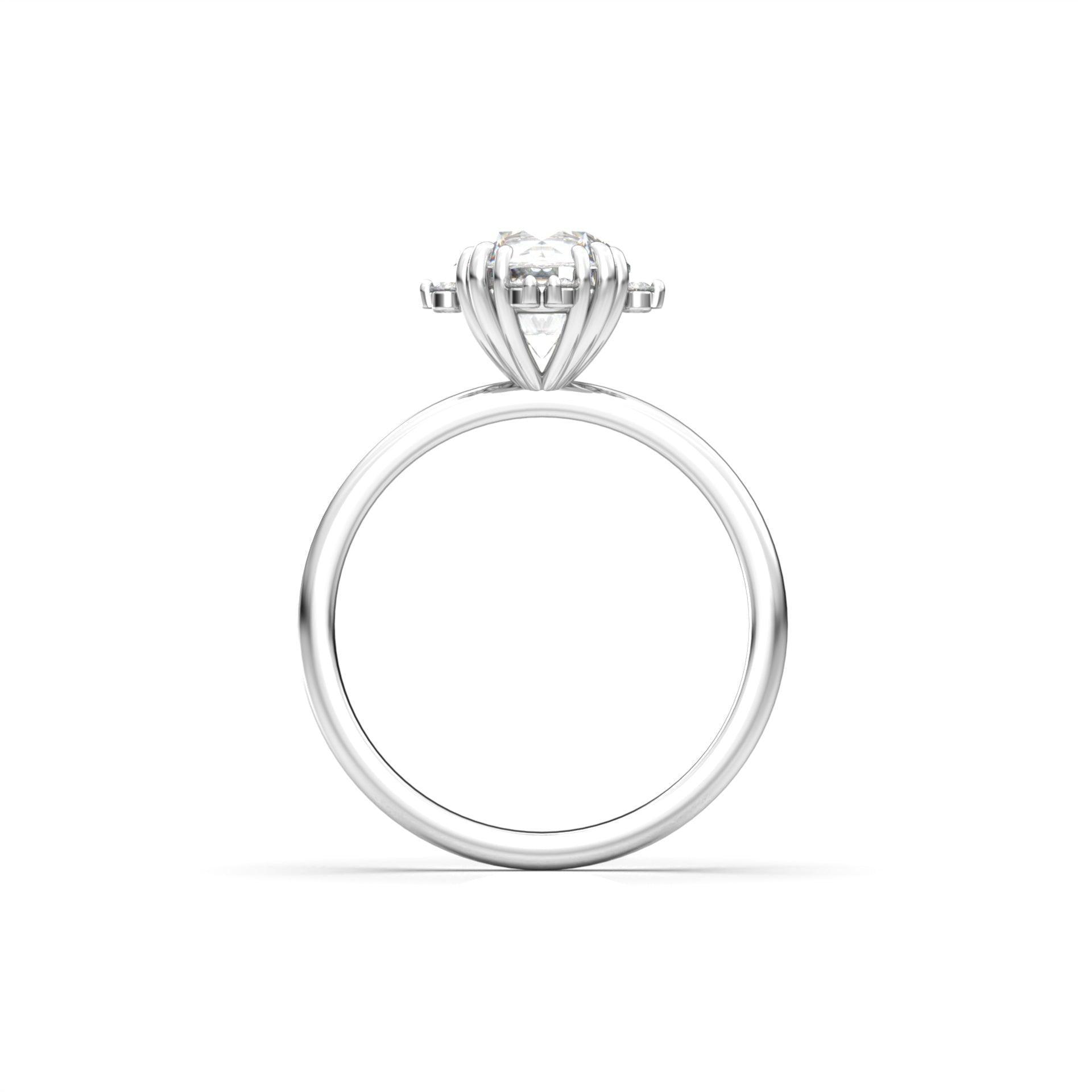 Round Accent Stones Diamond Engagement Ring - Moissanite Engagement Rings