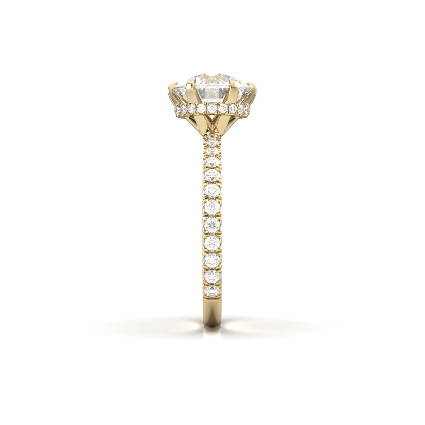 Round Half Pavè & Hidden Halo Moissanite Engagement Ring - Moissanite Engagement Rings
