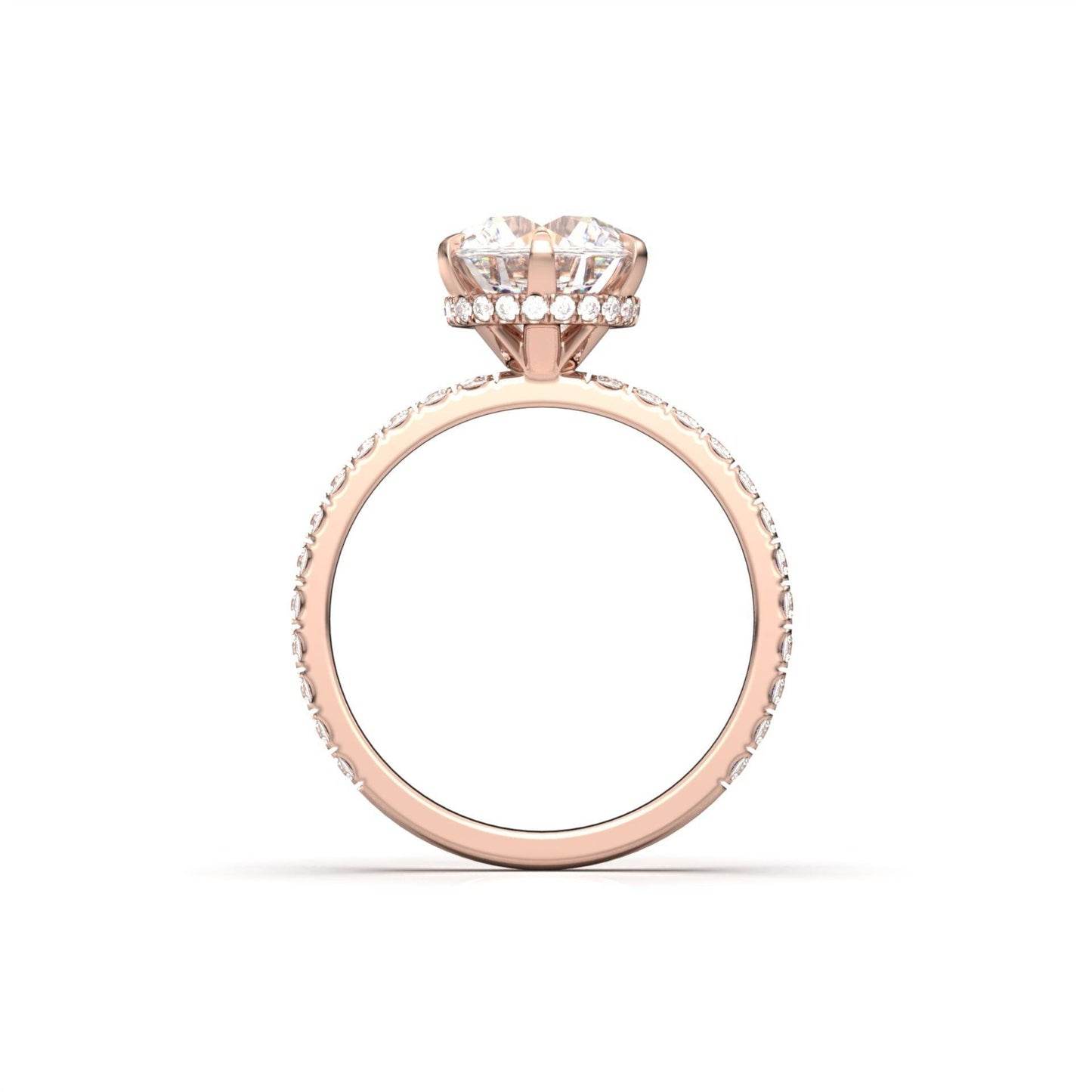 Round Half Pavè & Hidden Halo Moissanite Engagement Ring - Moissanite Engagement Rings