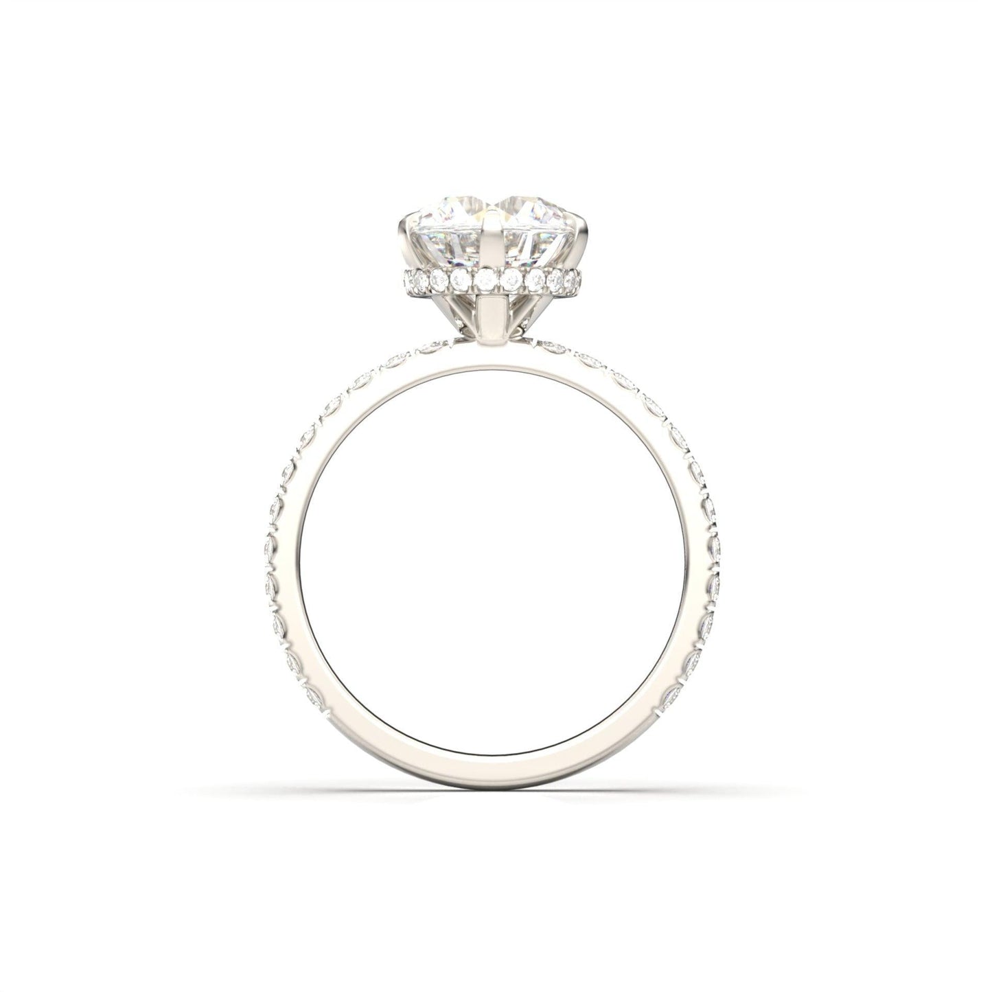 Round Half Pavè & Hidden Halo Moissanite Engagement Ring - Moissanite Engagement Rings