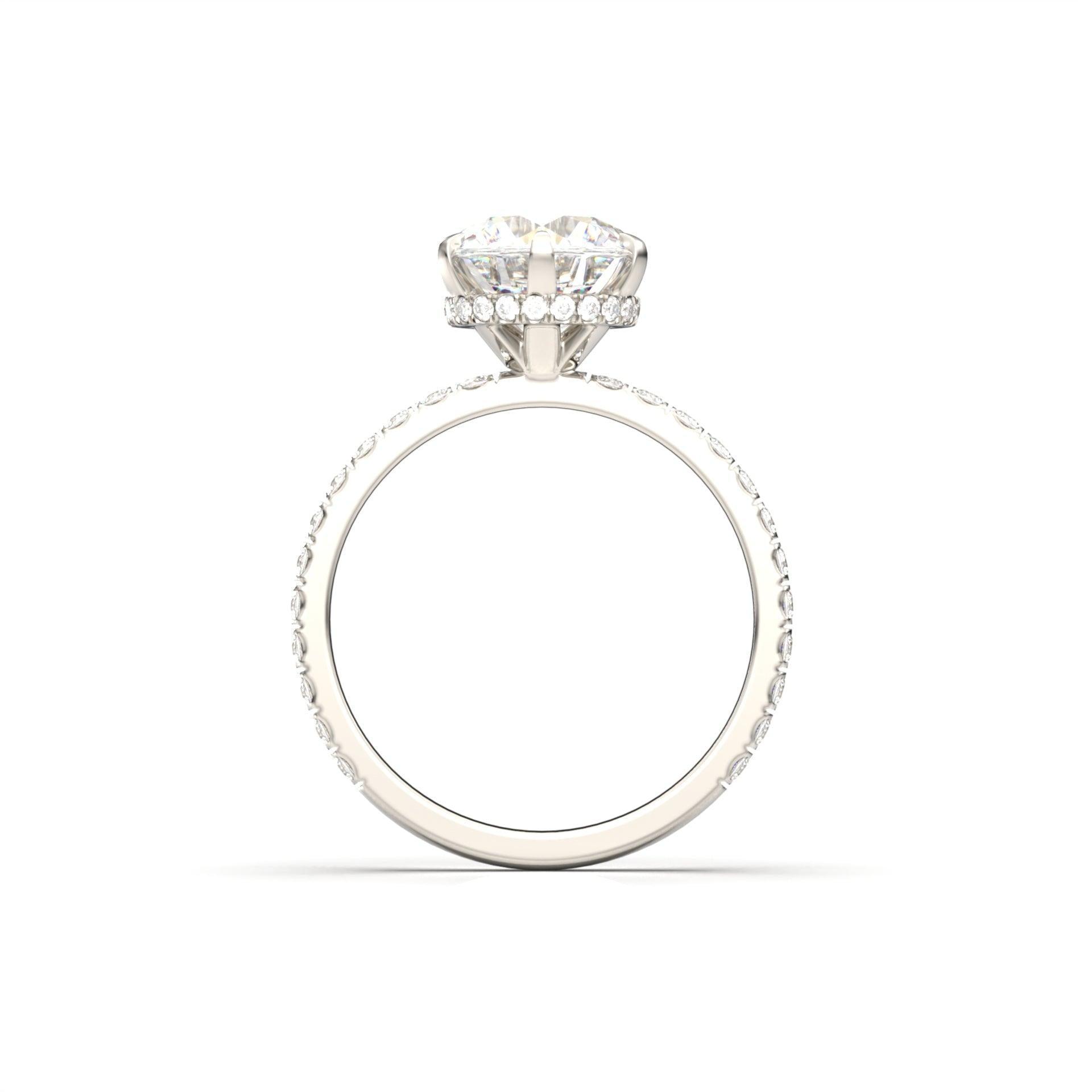Round Half Pavè & Hidden Halo Moissanite Engagement Ring - Moissanite Engagement Rings