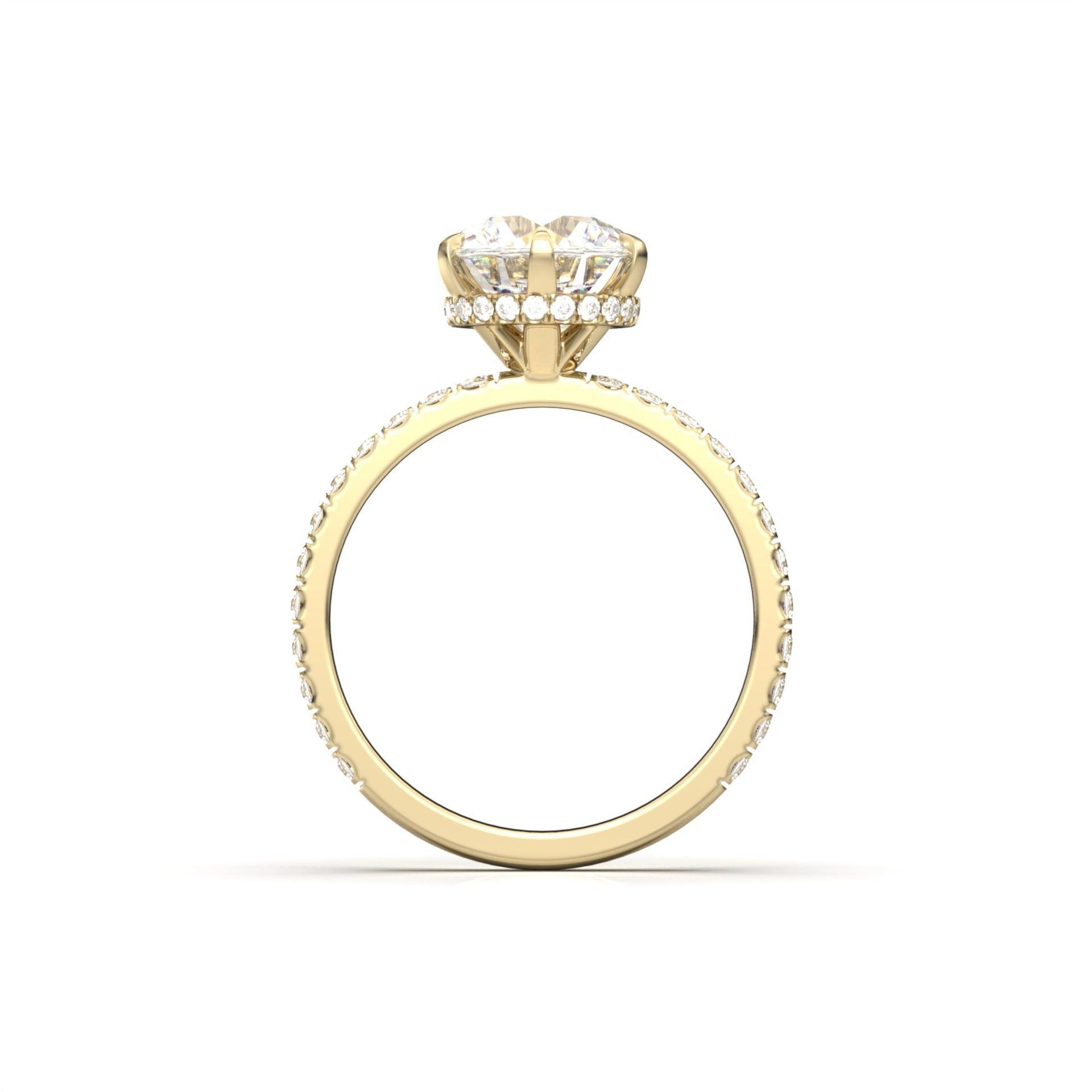 Round Half Pavè & Hidden Halo Moissanite Engagement Ring - Moissanite Engagement Rings