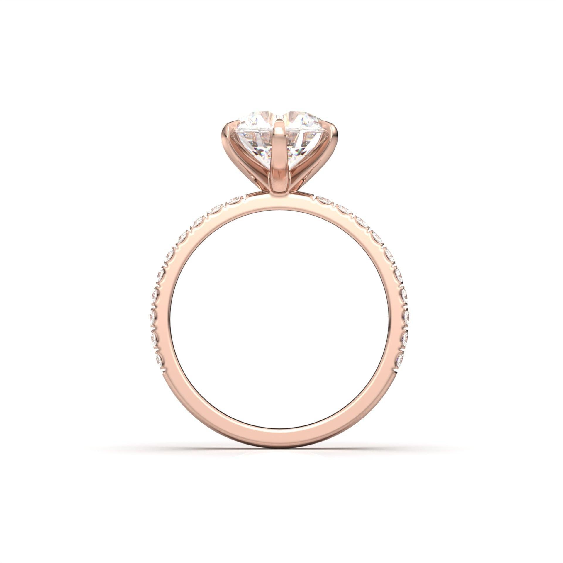 Round Half Pavé Diamond Engagement Ring - Moissanite Engagement Rings