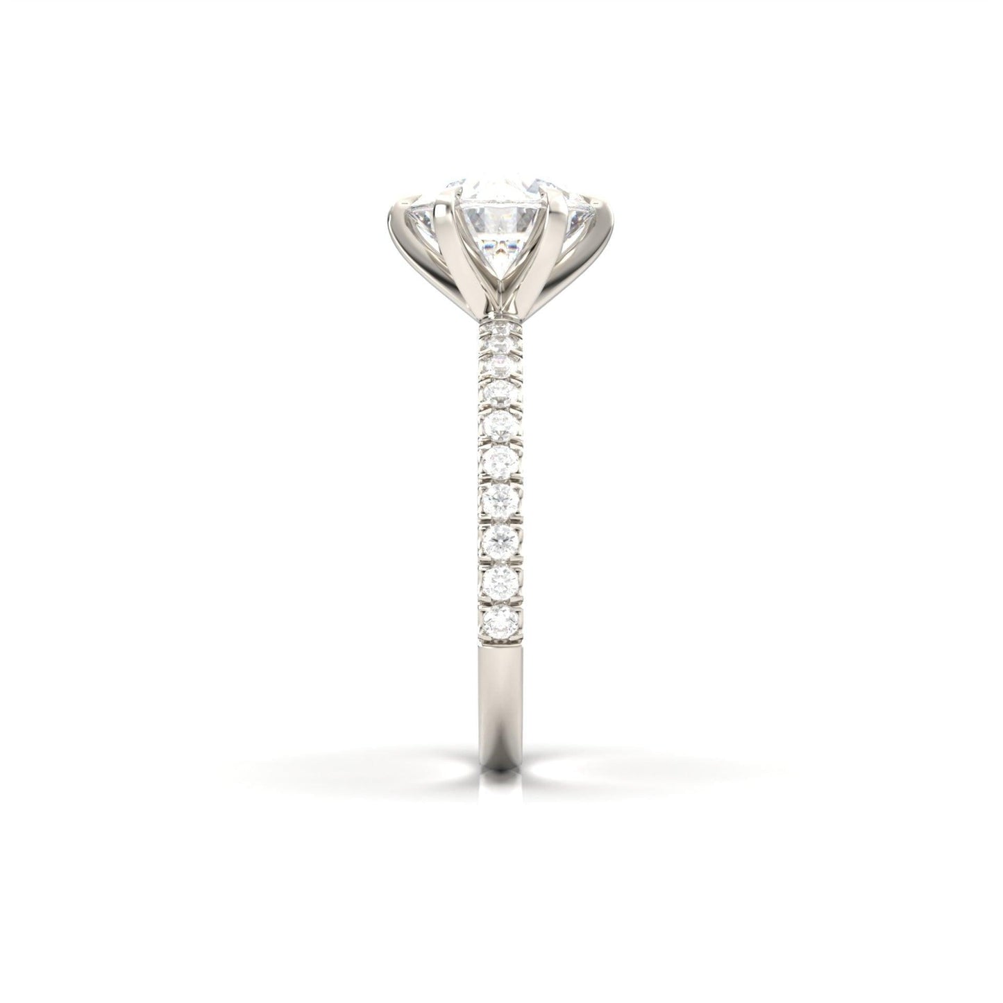 Round Half Pavé Diamond Engagement Ring - Moissanite Engagement Rings