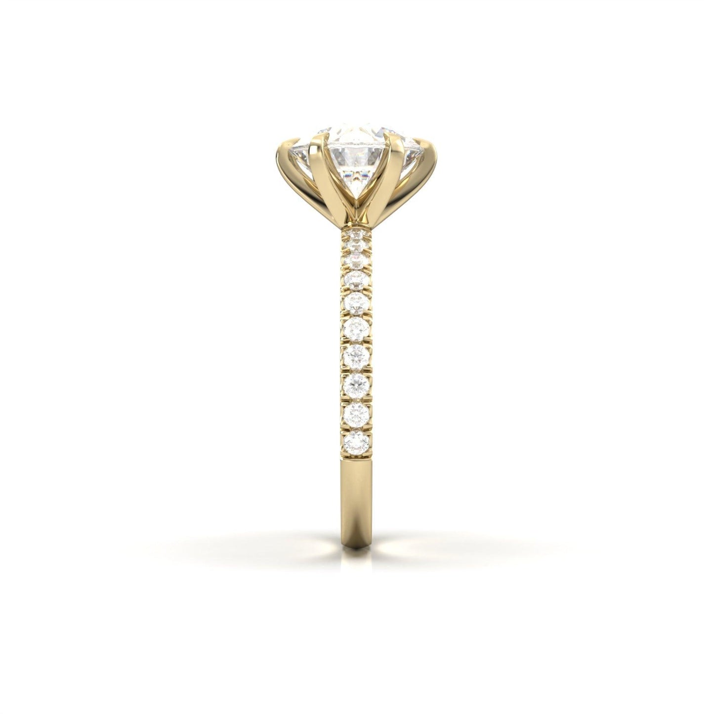 Round Half Pavé Diamond Engagement Ring - Moissanite Engagement Rings