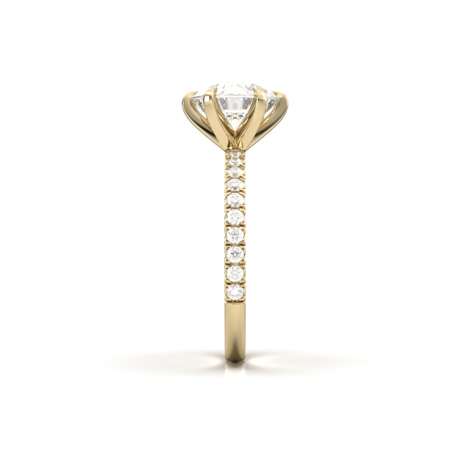 Round Half Pavé Diamond Engagement Ring - Moissanite Engagement Rings