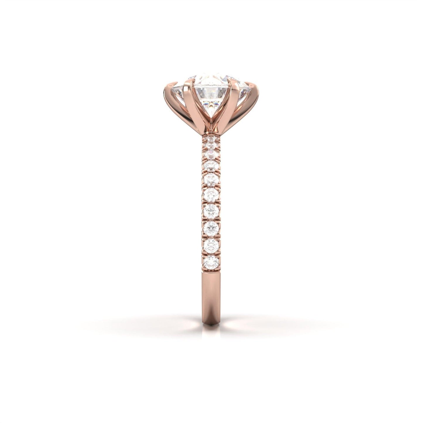Round Half Pavé Diamond Engagement Ring - Moissanite Engagement Rings
