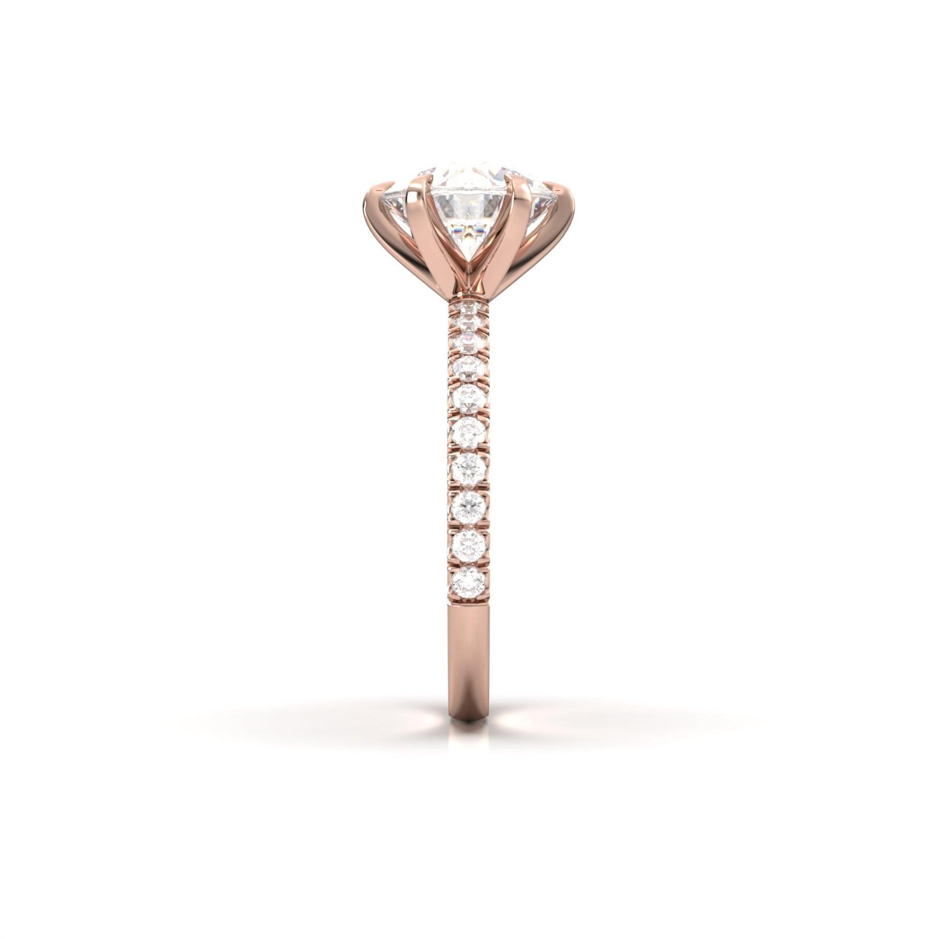 Round Half Pavé Diamond Engagement Ring - Moissanite Engagement Rings