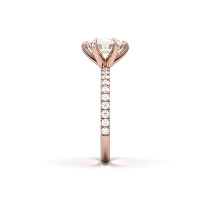 Round Half Pavé Diamond Engagement Ring - Moissanite Engagement Rings