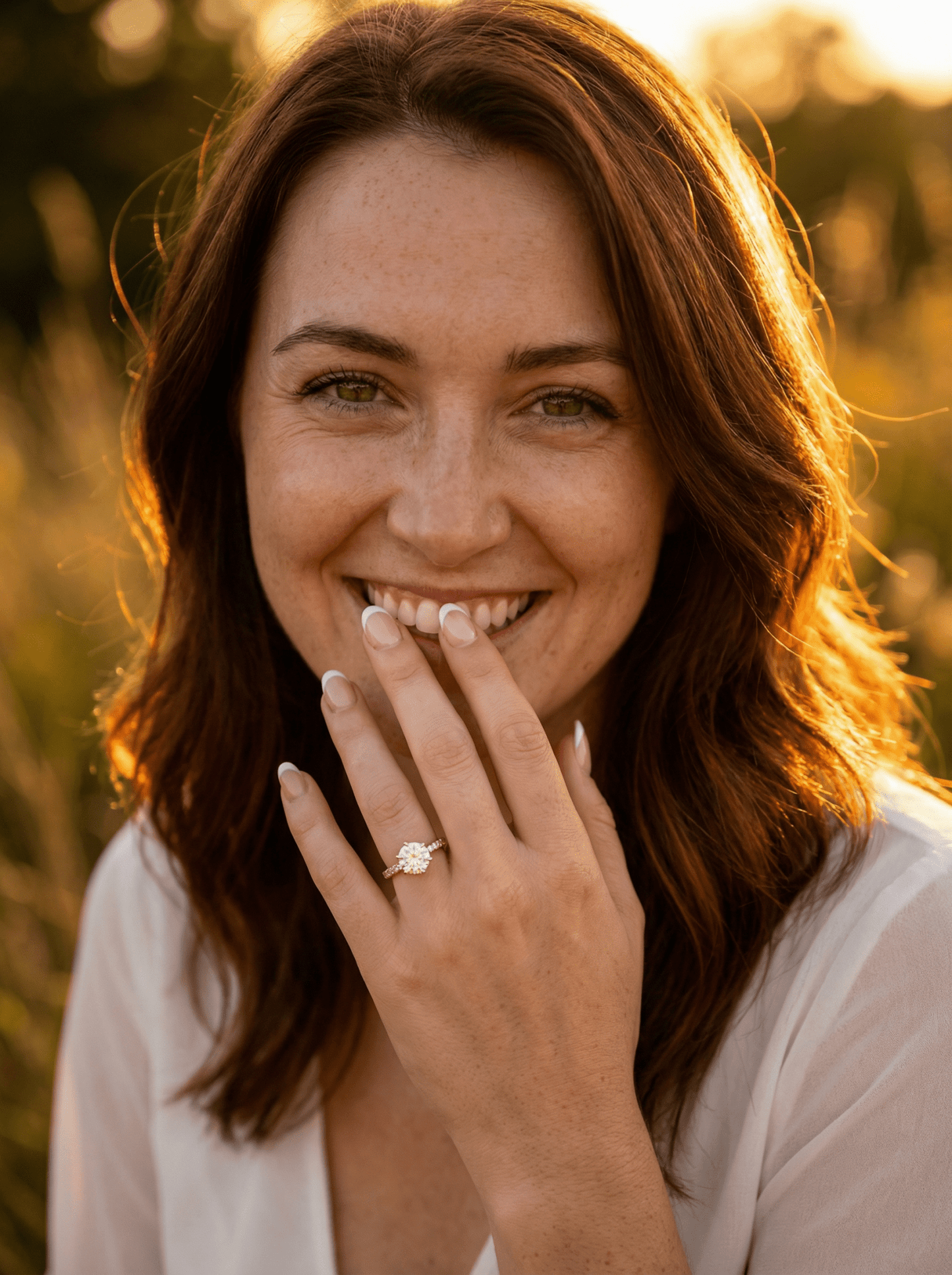Round Half Pavé Diamond Engagement Ring - Moissanite Engagement Rings