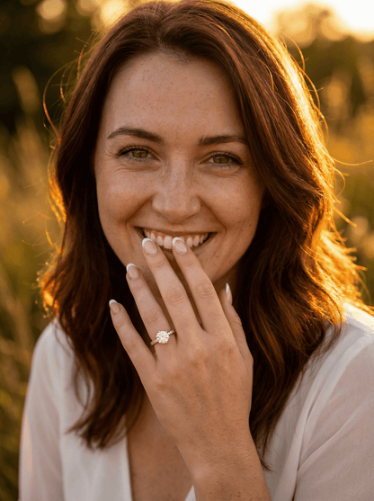Round Half Pavé Diamond Engagement Ring - Moissanite Engagement Rings
