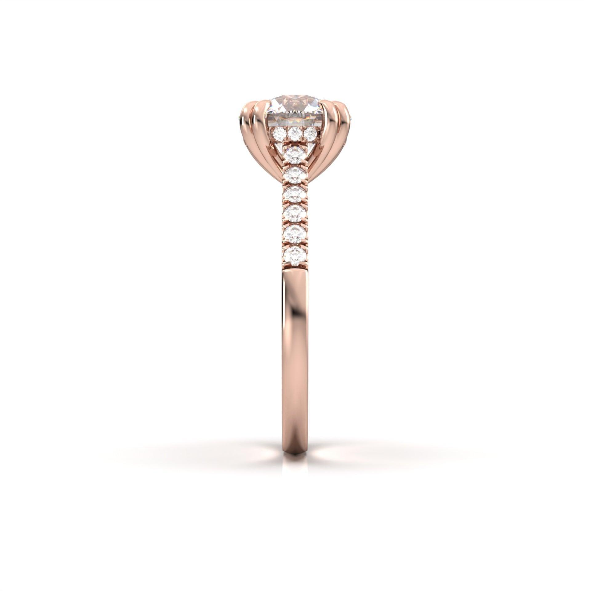 Round Hidden Halo Cathedral Diamond Engagement Ring - Moissanite Engagement Rings