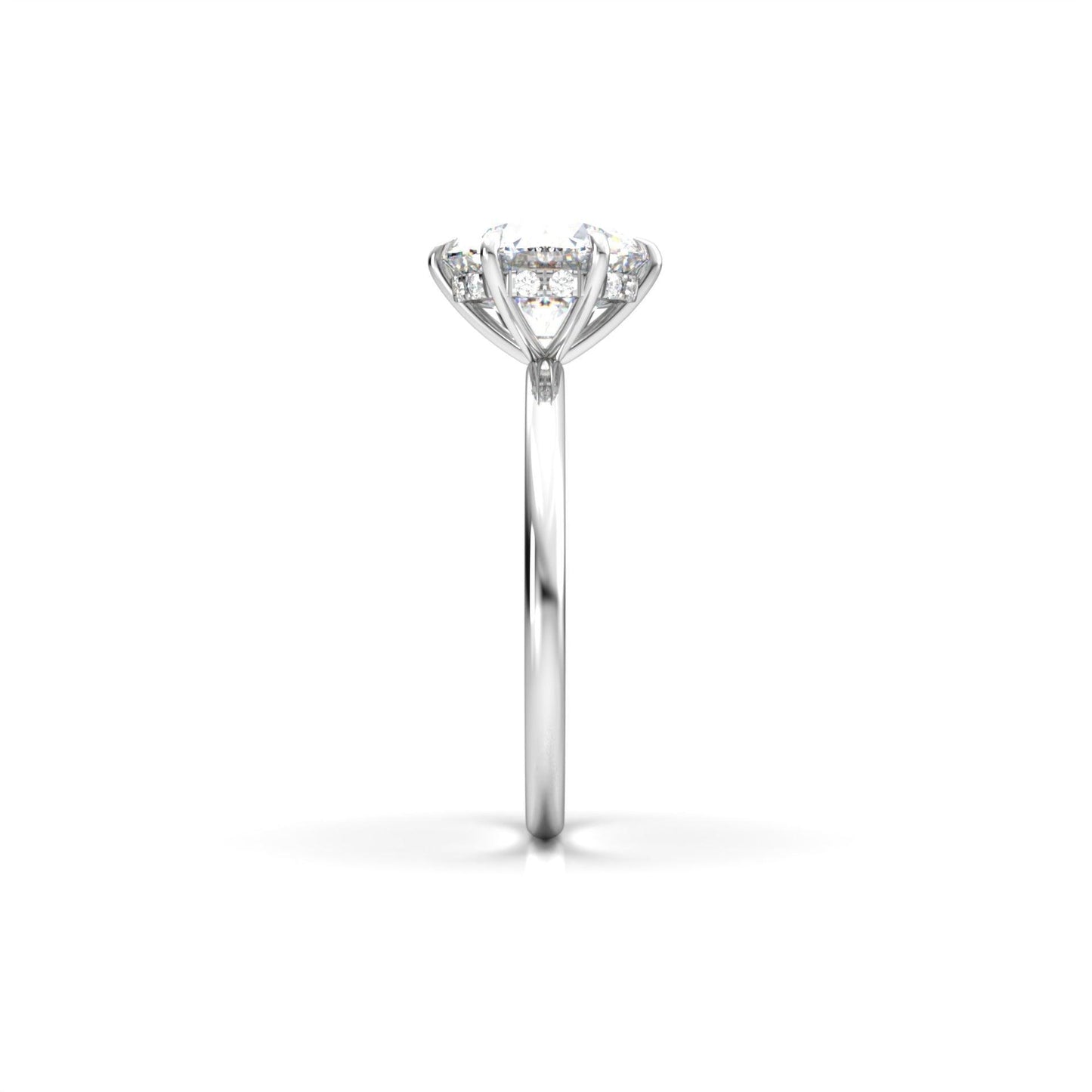 Round Hidden Halo Diamond Engagement Ring - Moissanite Engagement Rings