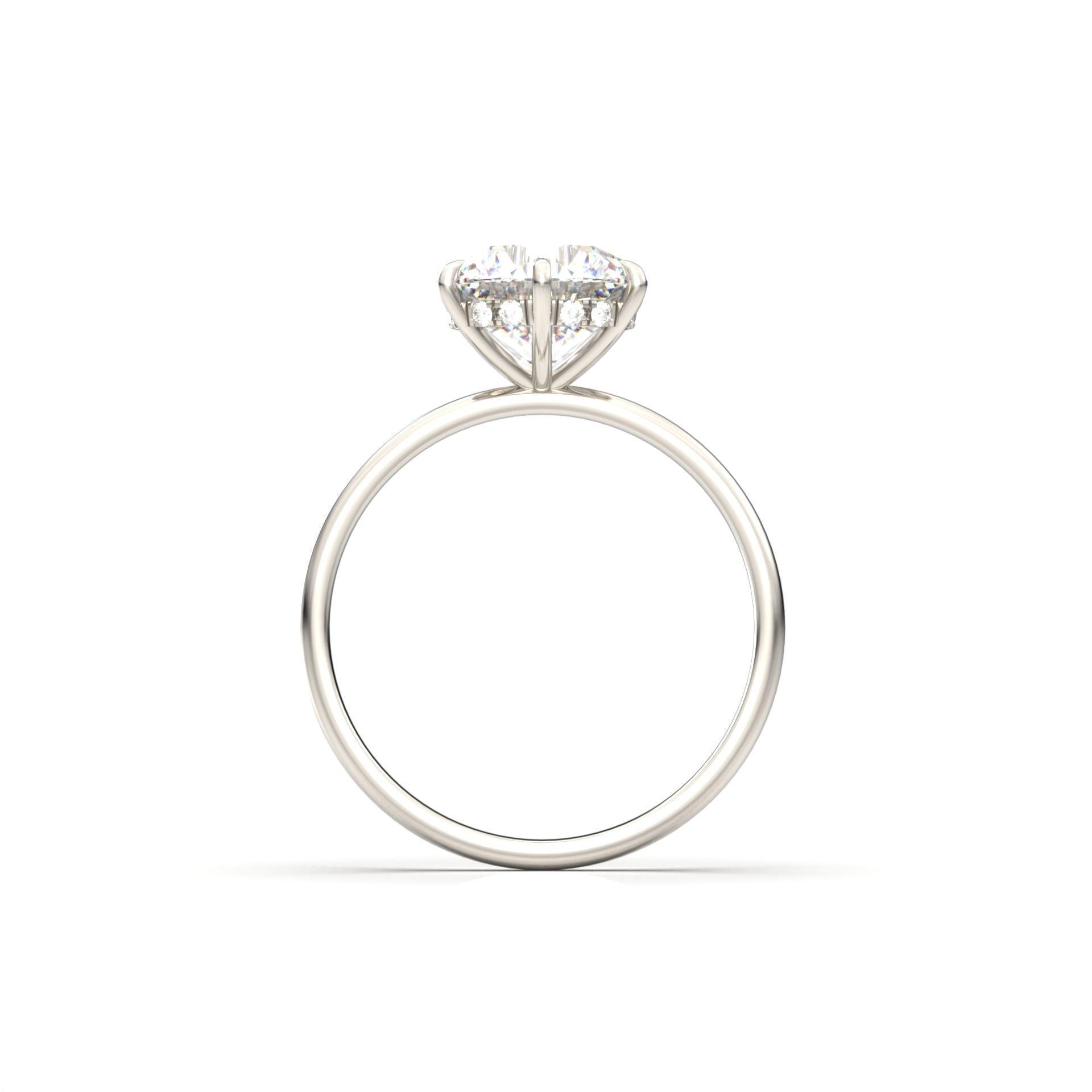 Round Hidden Halo Diamond Engagement Ring - Moissanite Engagement Rings