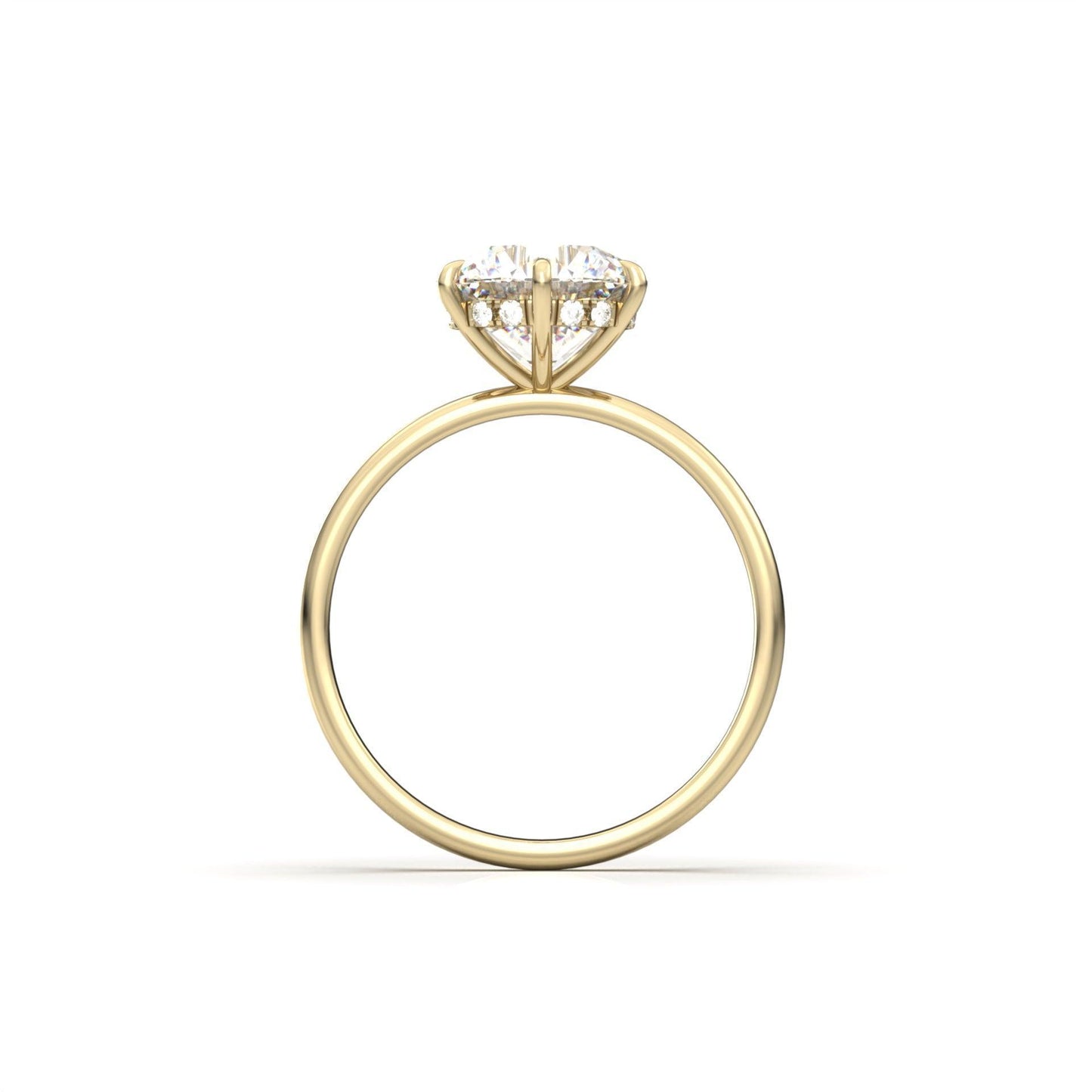 Round Hidden Halo Diamond Engagement Ring - Moissanite Engagement Rings