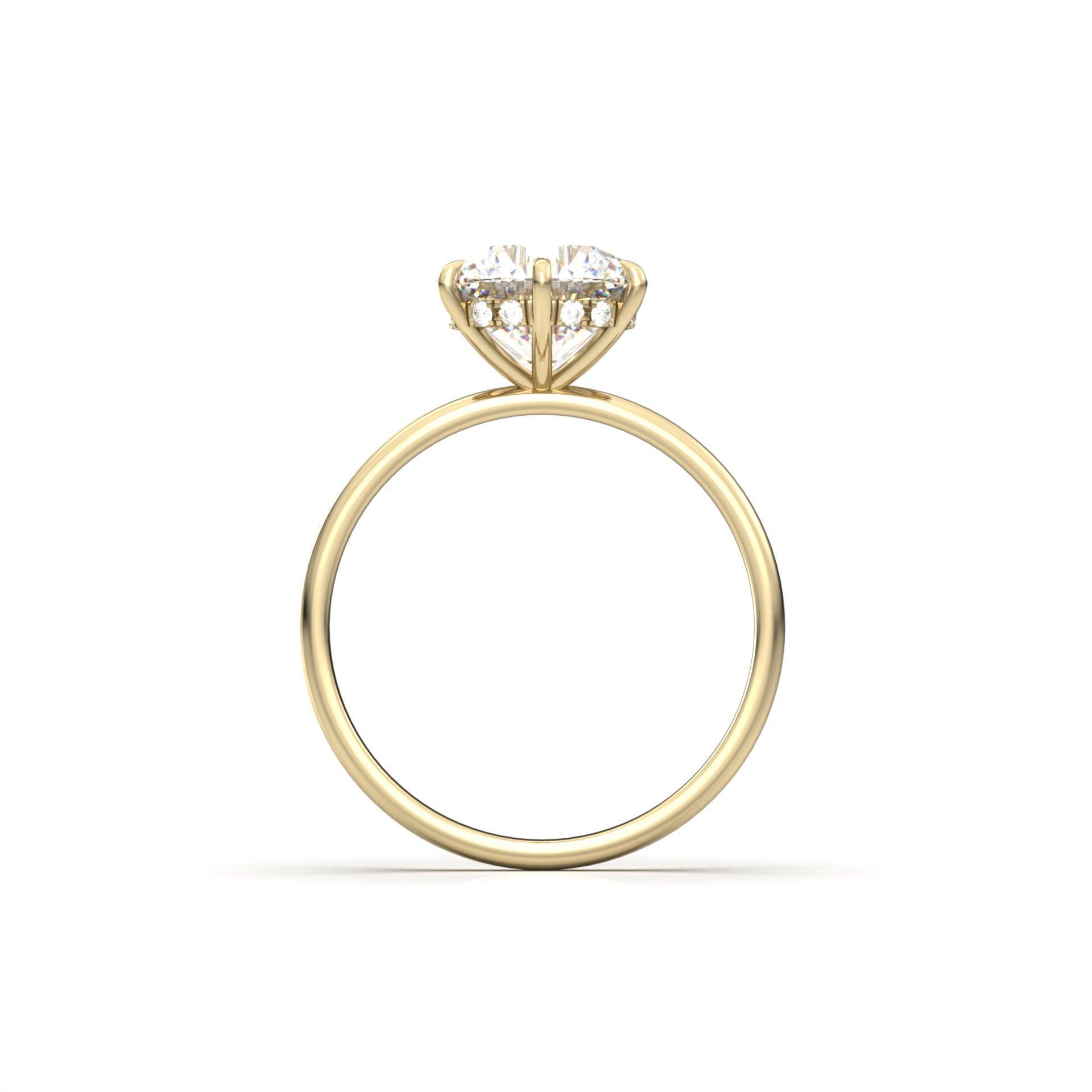 Round Hidden Halo Diamond Engagement Ring - Moissanite Engagement Rings