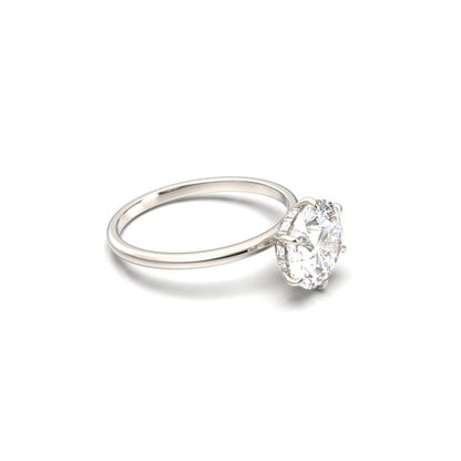 Round Hidden Halo Diamond Engagement Ring - Moissanite Engagement Rings