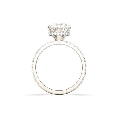 Round Hidden Halo Full Pavè Diamond Engagement Ring - Moissanite Engagement Rings