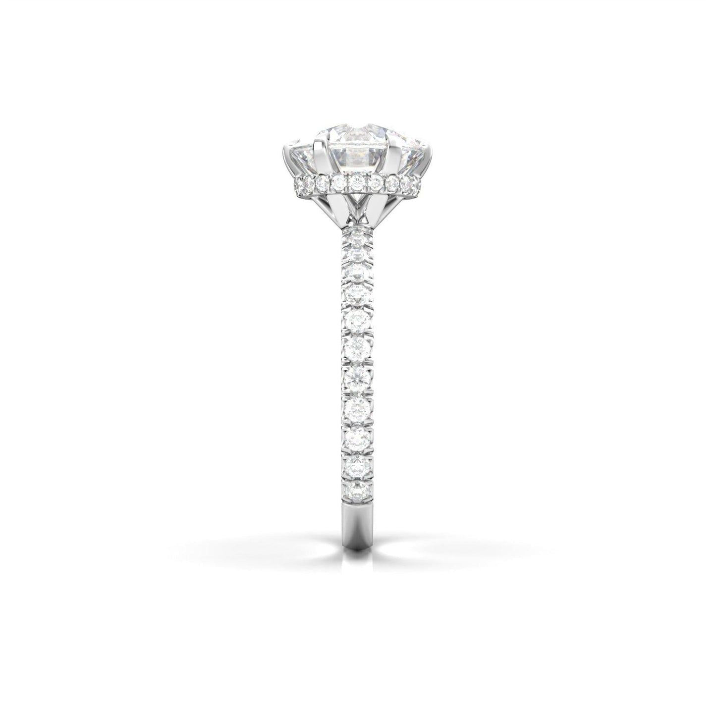 Round Hidden Halo Full Pavè Diamond Engagement Ring - Moissanite Engagement Rings