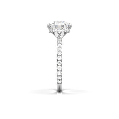 Round Hidden Halo Full Pavè Diamond Engagement Ring - Moissanite Engagement Rings