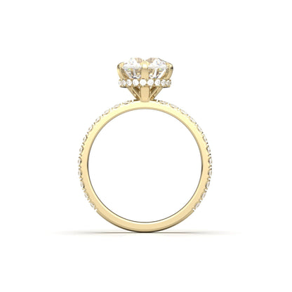 Round Hidden Halo Full Pavè Diamond Engagement Ring - Moissanite Engagement Rings