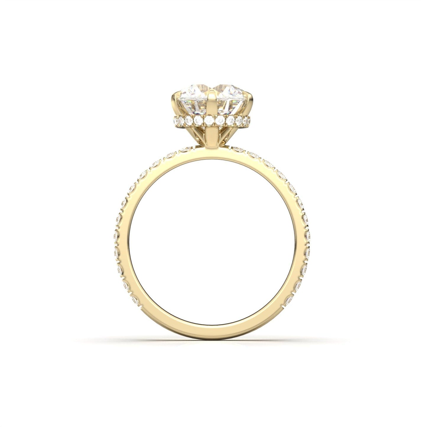 Round Hidden Halo Full Pavè Diamond Engagement Ring - Moissanite Engagement Rings