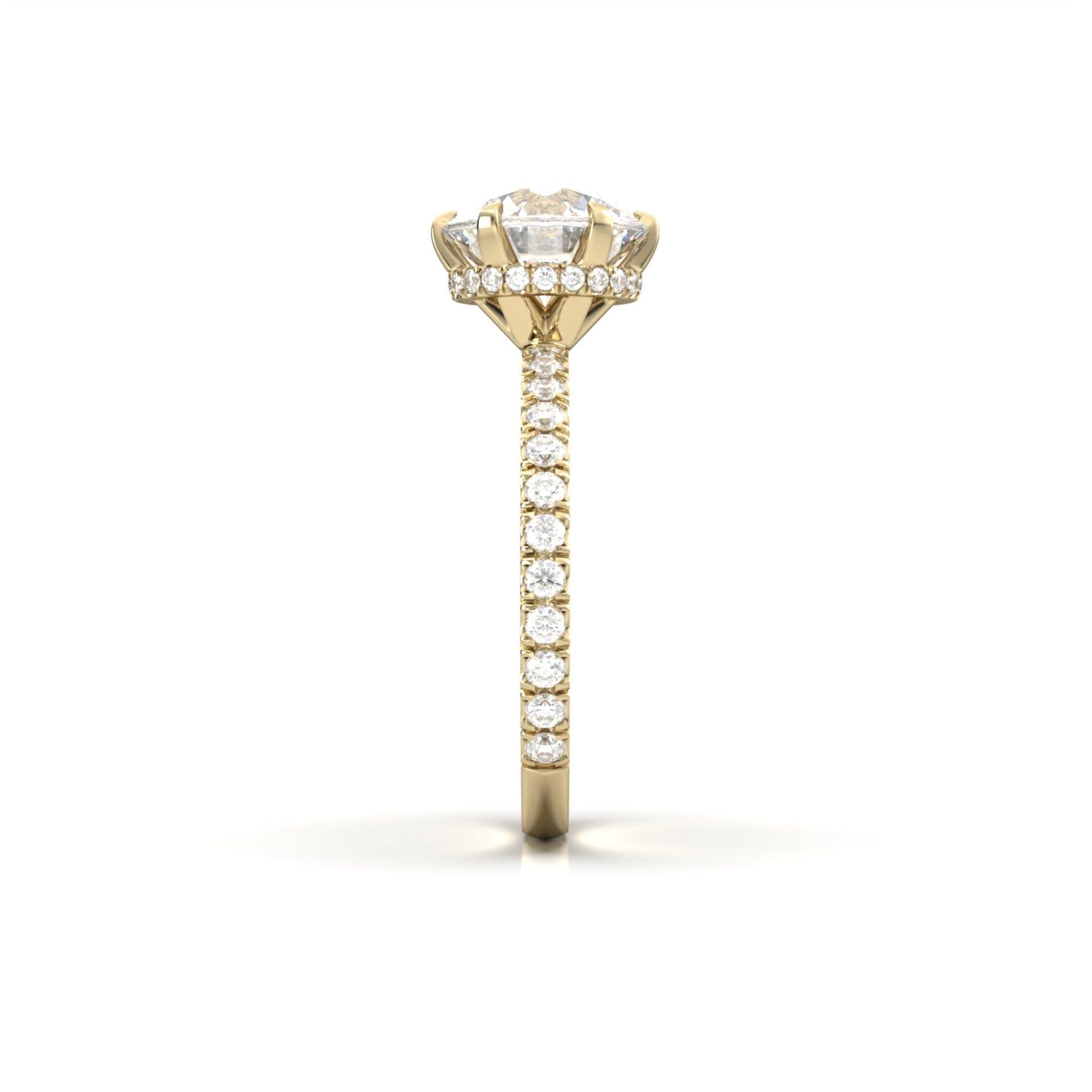 Round Hidden Halo Full Pavè Diamond Engagement Ring - Moissanite Engagement Rings