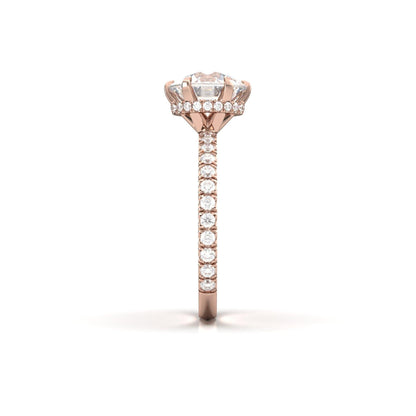 Round Hidden Halo Full Pavè Diamond Engagement Ring - Moissanite Engagement Rings