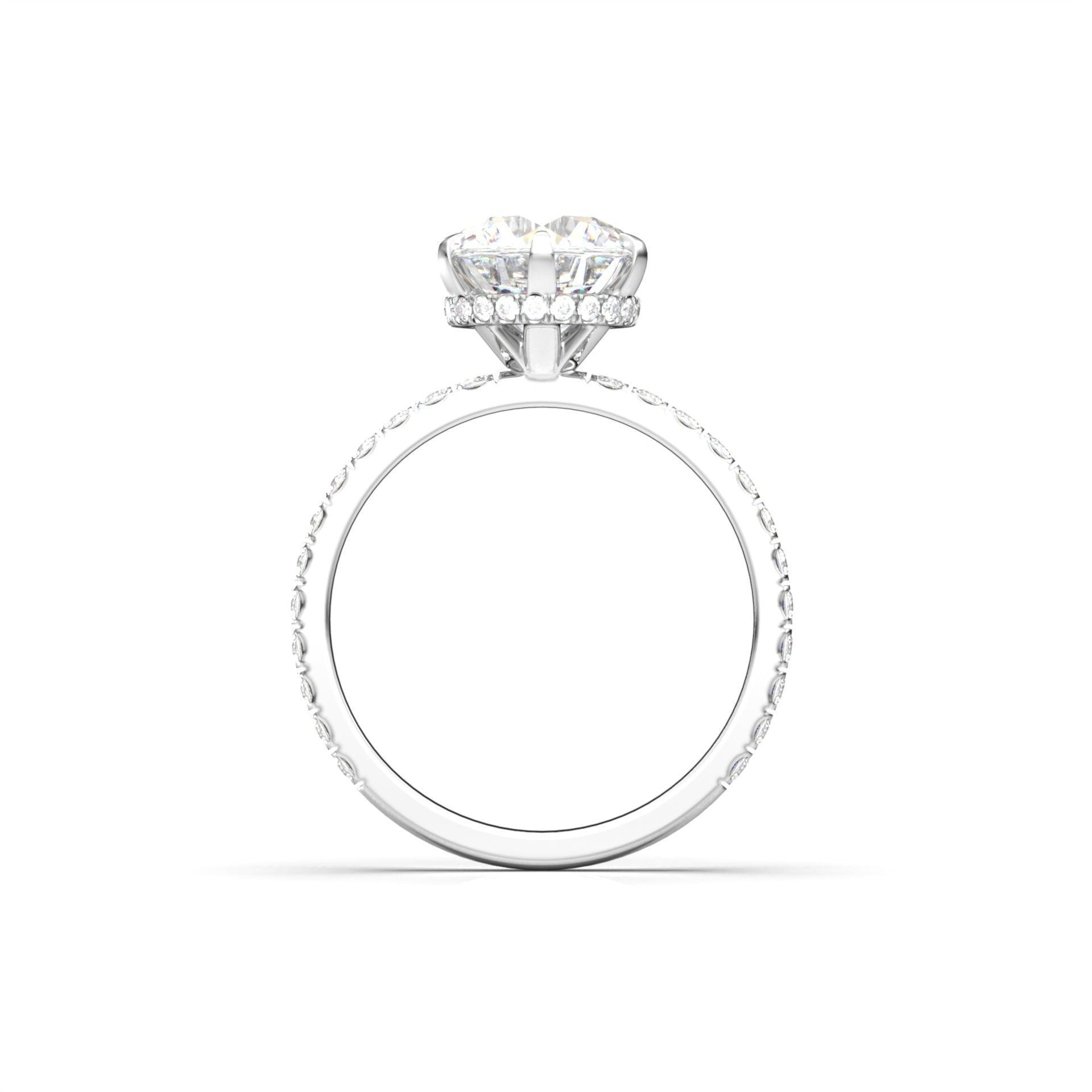 Round Hidden Halo Full Pavè Diamond Engagement Ring - Moissanite Engagement Rings
