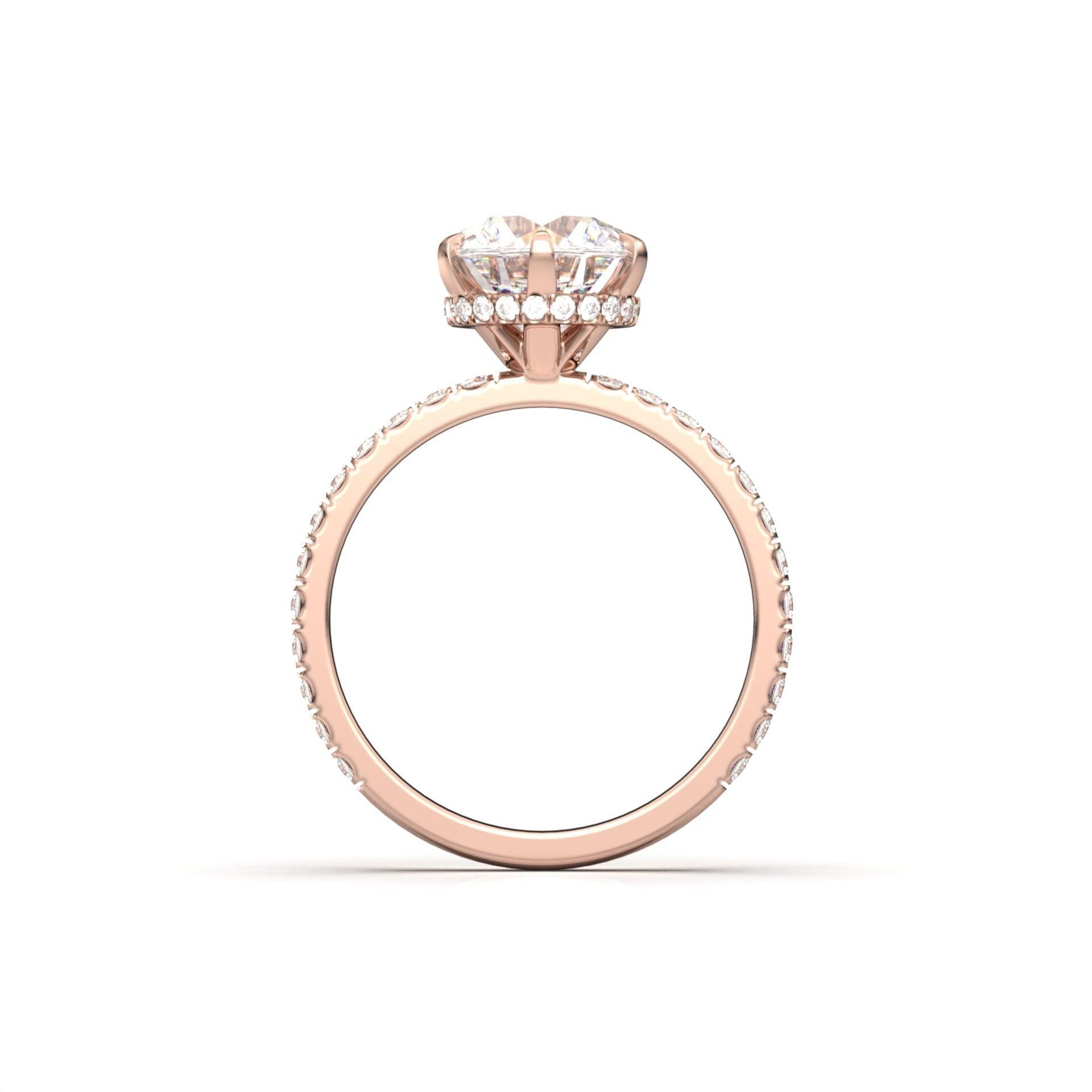 Round Hidden Halo Full Pavè Diamond Engagement Ring - Moissanite Engagement Rings