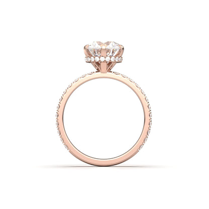 Round Hidden Halo Full Pavè Diamond Engagement Ring - Moissanite Engagement Rings