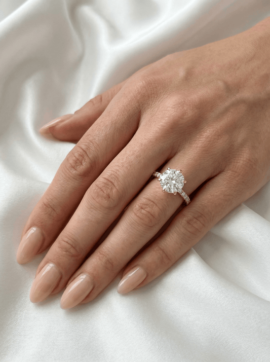 Round Solitaire 6 Claw Half Pavé Diamond Ring — Guthrie Jewellery