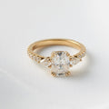Elongated Cushion Pear Setting 2/3 Pavé Moissanite Engagement Ring - Ready To Ship