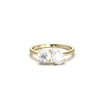 Toi Et Moi Pear & Round Diamond Engagement Ring - Moissanite Engagement Rings