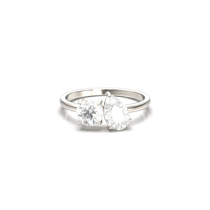 Toi Et Moi Pear & Round Diamond Engagement Ring - Moissanite Engagement Rings