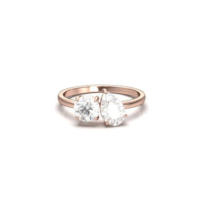 Toi Et Moi Pear & Round Diamond Engagement Ring - Moissanite Engagement Rings