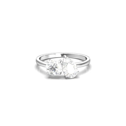Toi Et Moi Pear & Round Diamond Engagement Ring - Moissanite Engagement Rings