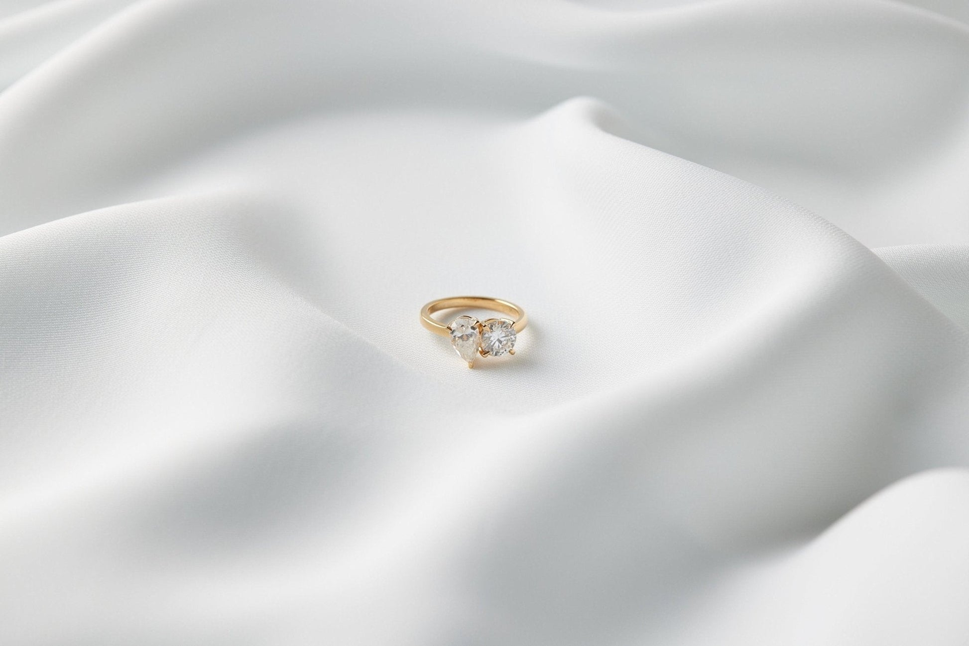 Toi Et Moi Pear & Round Diamond Engagement Ring - Moissanite Engagement Rings