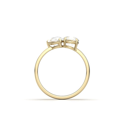 Toi Et Moi Pear & Round Diamond Engagement Ring - Moissanite Engagement Rings